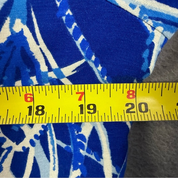 Lilly Pulitzer M Laddie Top Twilight Blue Ruffle Bell Sleeves Stretchy Boat Neck - Picture 12 of 14